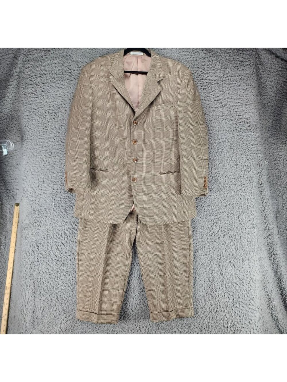 Alberto Celini 2 Piece Suit Mens 44R 38Rx26 Tan Blazer Jacket Pants *Read*